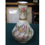 ROYAL WORCESTER BLUSH IVORY HANDPAINTED GILDED AND FLORAL DECORATED CERAMIC VASE (AT FAULT), No1452,
