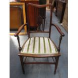 INLAID MAHOGANY ARMCHAIR