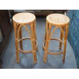 PAIR OF WICKER BAR STOOLS