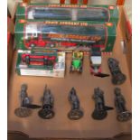 SMALL PARCEL OF BOXED AND UNBOXED DIECAST VEHICLES AND MECCANO SOLDIERS