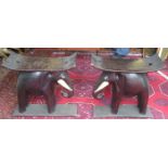 PAIR OF CARVED AFRICAN/INDIAN STYLE ELEPHANT SEATS