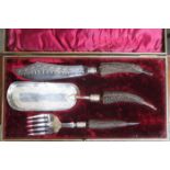 CASED THREE PIECE SILVER PLATED CARVING SET