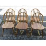 SET OF SIX ERCOL LIGHT OAK DINING CHAIRS