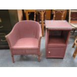 LLOYD LOOM STYLE BEDROOM ARMCHAIR AND BEDROOM CABINET