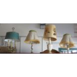 FOUR VARIOUS TABLE LAMPS