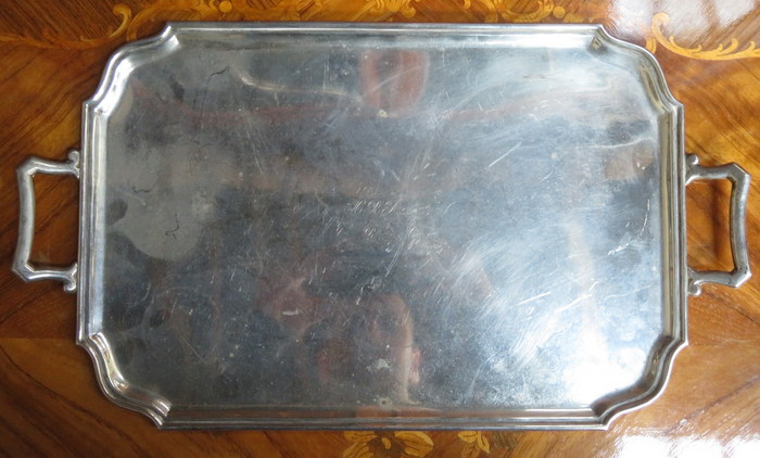 SILVER PLATED TWO HANDLED SERVING TRAY