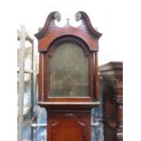 OAK CASED LONGCASE CLOCK WITH BRASS DIAL, BY MILES ABRAHAM,
