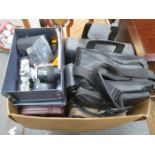 PARCEL OF VARIOUS CAMERA EQUIPMENT PLUS ACCESSORIES AND CAMCORDER, ETC.