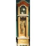 REPRODUCTION LIGHT OAK CASED EMPEROR GRANDMOTHER CLOCK