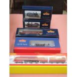 THREE BOXED BACHMANN 00 ENGINES AND ONE HORNBY AND ONE CARRIAGE