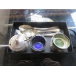 SMALL PARCEL OF SILVER ITEMS AND CRUET ITEMS