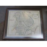 FRAMED MAP OF LINCOLNSHIRE