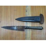 GERMAN SMALL DAGGER, STAMPED KIRSCHBAUM AND CIE, WITH LEATHER SCABBARD,