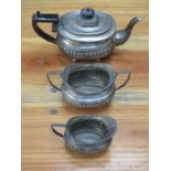 HALLMARKED SILVER THREE PIECE TEA SET,