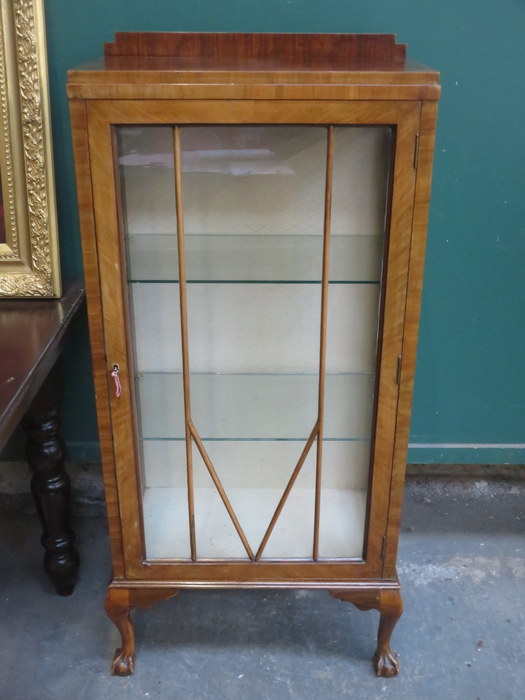 ART DECO SINGLE DOOR GLAZED DISPLAY CABINET