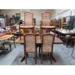 DANISH ROSEWOOD EXTENDING DINING TABLE WITH TWO LEAVES AND SIX (FOUR AND TWO) CHAIRS