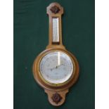 OAK CASED ANEROID BAROMETER