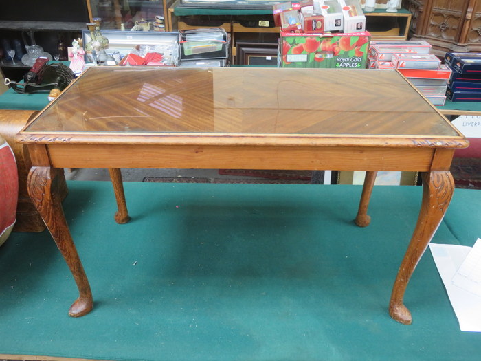 GLASS TOPPED COFFEE TABLE