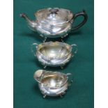 SILVER PLATED ART NOUVEAU STYLE THREE PIECE TEA SET