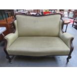 UPHOLSTERED MAHOGANY FRAMED TWO SEATER SETTEE