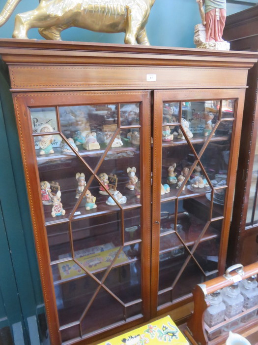TWO DOOR GLAZED AND MAHOGANY DISPLAY CABINET FITTED WITH TWO DRAWERS BELOW
