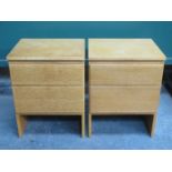 PAIR OF SMALL LIGHT OAK TWO DRAWER BEDSIDE CHESTS