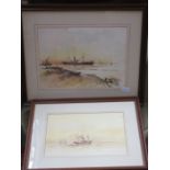 STUART BURGESS TWO FRAMED WATERCOLOURS DEPICTING SHIPPING SCENES