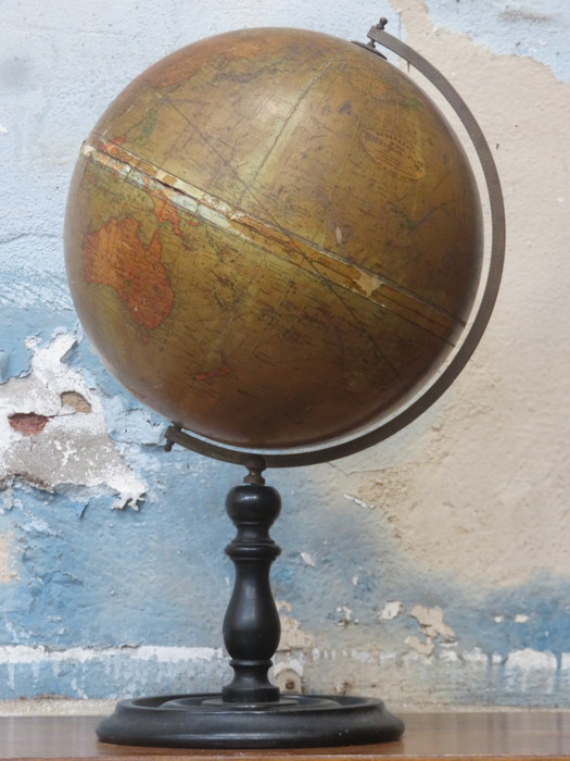 VINTAGE GEOGRAPHICA 12in TERRESTRIAL GLOBE ON EBONISED STAND,