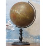 VINTAGE GEOGRAPHICA 12in TERRESTRIAL GLOBE ON EBONISED STAND,