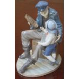 LLADRO GLAZED CERAMIC FIGURE GROUP,