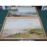 PAIR OF POLYCHROME PRINTS- CATTLE BY WAINWRIGHT