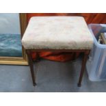 EDWARDIAN MAHOGANY UPHOLSTERED STOOL