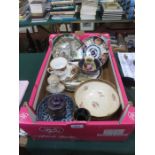 SUNDRY CERAMICS INCLUDING ROYAL WORCESTER VASE, CARLTONWARE BOWL, MOZART BUST AND IMARI PLAQUE, ETC.