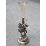 PRETTY SILVER PLATED AND GLASS TABLE CENTRE PIECE,