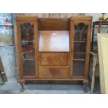 MAHOGANY SIDE BY SIDE WRITING BUREAU ON BALL AND CLAW SUPPORT