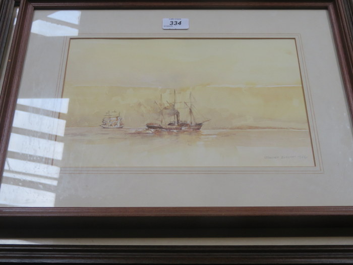 STUART BURGESS TWO FRAMED WATERCOLOURS DEPICTING SHIPPING SCENES