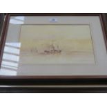 STUART BURGESS TWO FRAMED WATERCOLOURS DEPICTING SHIPPING SCENES