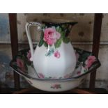 CRESCENT CHINA FLORAL DECORATED JUG AND BOWL SET