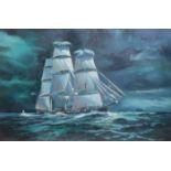 GILT FRAMED OIL ON CANVAS BY B R ENTWISTLE DEPICTING ATLANTIC PACKET DREADNOUGHT,