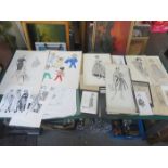 COLLECTION OF MAINLY 1960s FASHION DRAWINGS AND NEWSPAPER CUTTINGS, ETC.