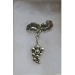 GEORGE JENSEN STERLING SILVER GRAPE VINE BROOCH