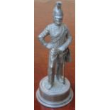 PETER HICKS BRONZE COLOURED MILITARY FIGURE ON WOODEN PLINTH,