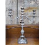 VICTORIAN STYLE SILVER PLATED THREE SCONCE CANDELABRA,