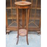 INLAID MAHOGANY TWO TIER PLANT STAND