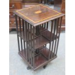 EDWARDIAN MAHOGANY INLAID REVOLVING BOOKCASE