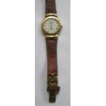 ROLEX GENEVE CELLINI LADIES 18k GOLD WRISTWATCH WITH ORIGINAL LEATHER STRAP AND 18k CLASP