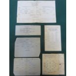 SEVEN 1930s TEAM SHEETS INCLUDING AMATEUR AND PROFESSIONAL, ETC.