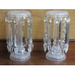 PAIR OF VICTORIAN GLASS LUSTRES WITH DROPLETS,