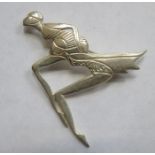 ART DECO STYLE 925 SILVER FIGURE FORM BROOCH