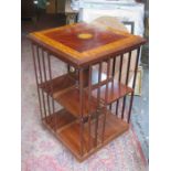 MAHOGANY INLAID REVOLVING BOOKCASE